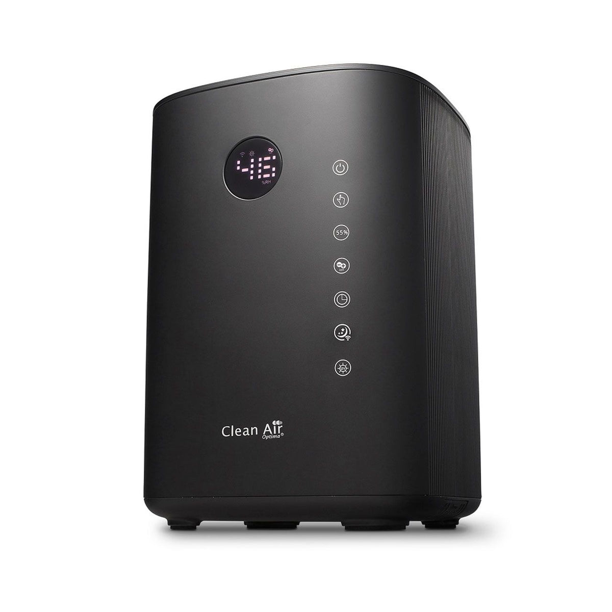 Clean Air Optima CA-604 Luftbefeuchter in Schwarz, Frontansicht mit Display und Touch-Bedienfeld