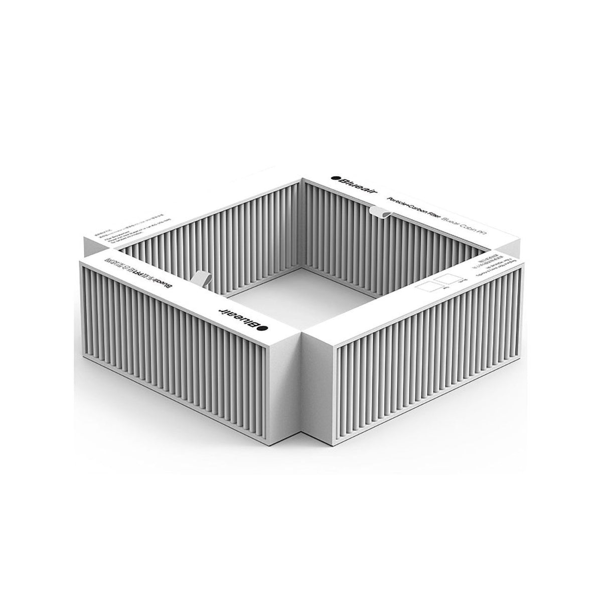 Blueair Cabin Partikel-Carbon-Filter, quadratischer Faltenfilter in Weiß, Draufsicht schräg von oben