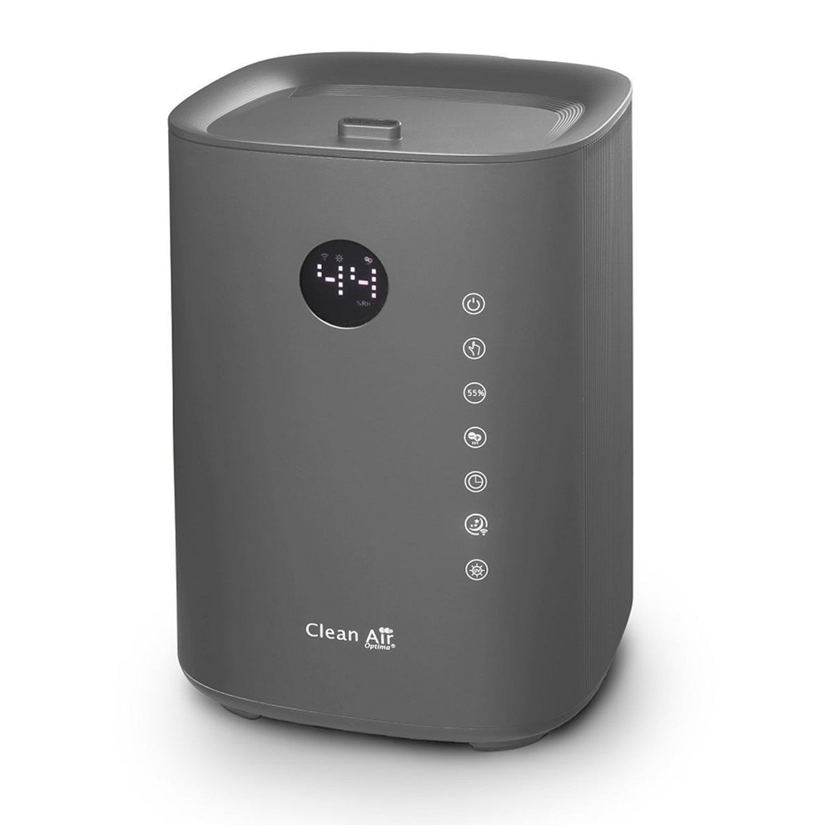 Clean Air Optima Luftbefeuchter in Titan-Grau mit Touch-Bedienfeld und Display, Frontalansicht