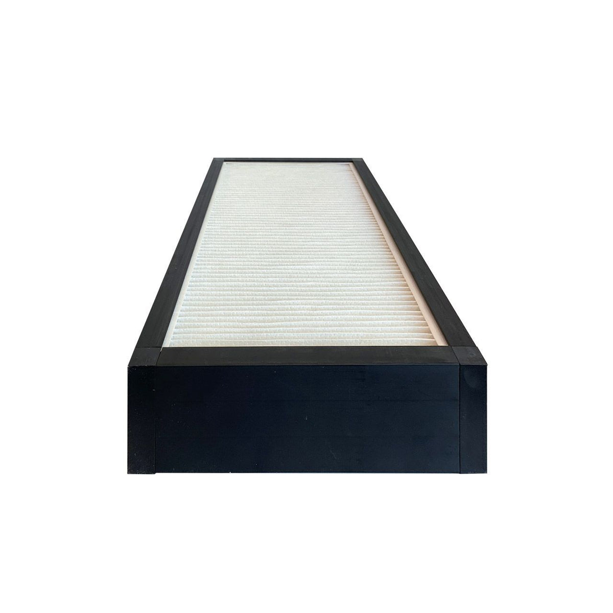 HS Solution RLF F7 Vorfilter mit schwarzem Rahmen und weißem Faltenfilter, Schrägansicht