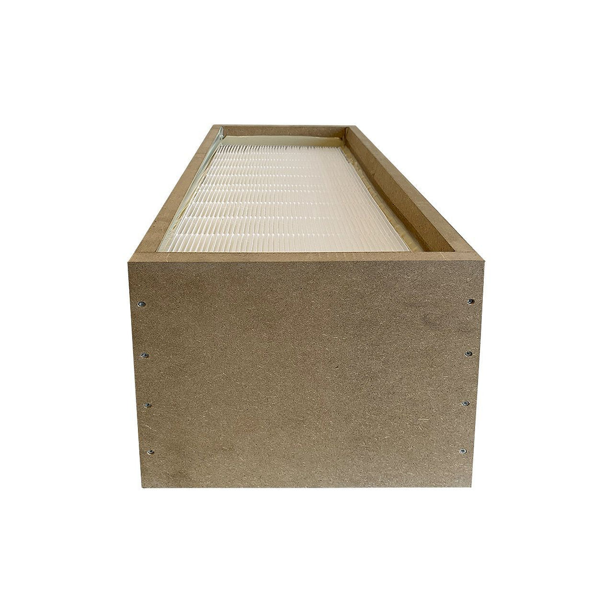 HS Solution HEPA-14 Ersatzfilter mit Holzrahmen, gefaltetes Filtermedium, Frontalansicht