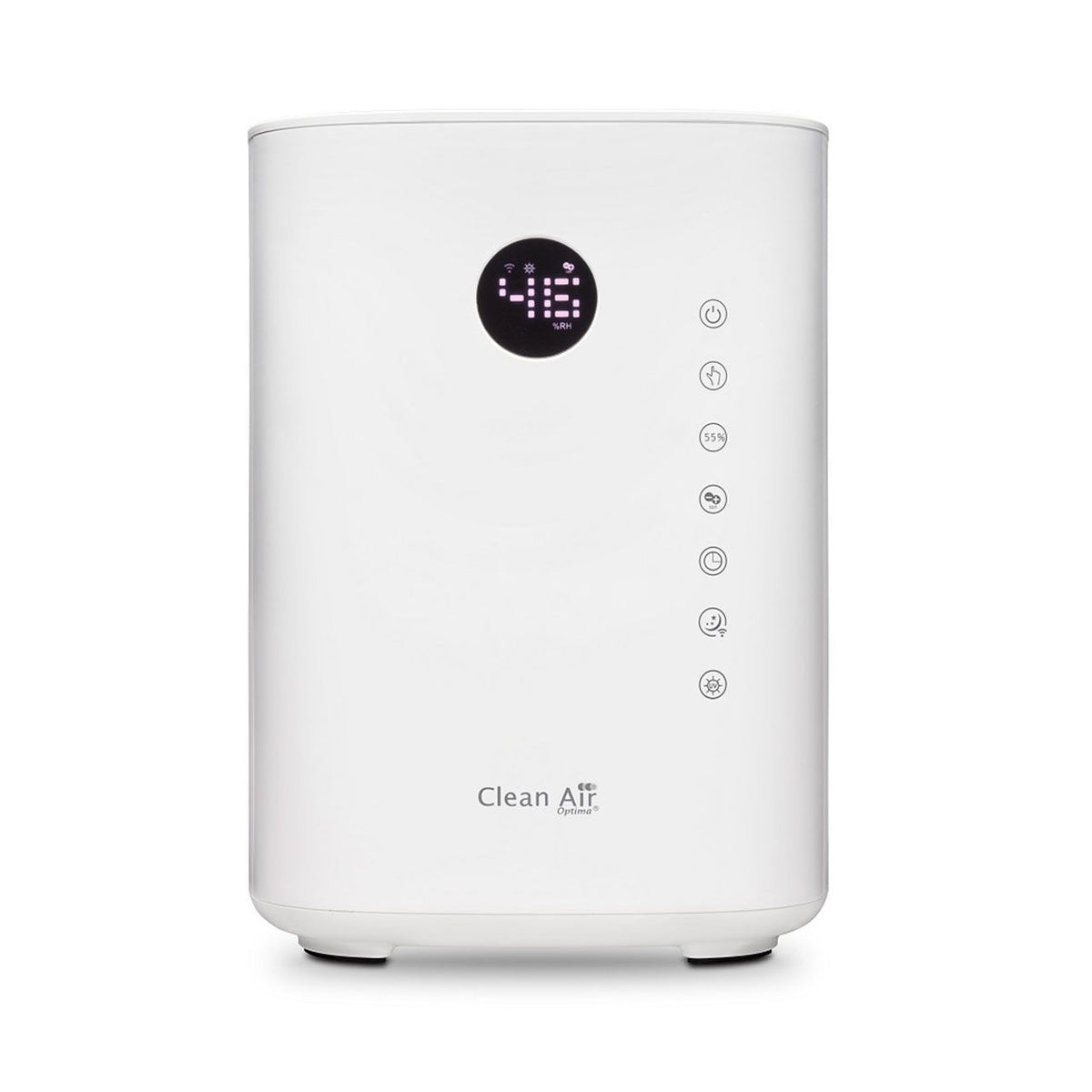 Clean Air Optima CA-604 Smart Luftbefeuchter in Weiß, Frontalansicht mit Display und Bedientasten