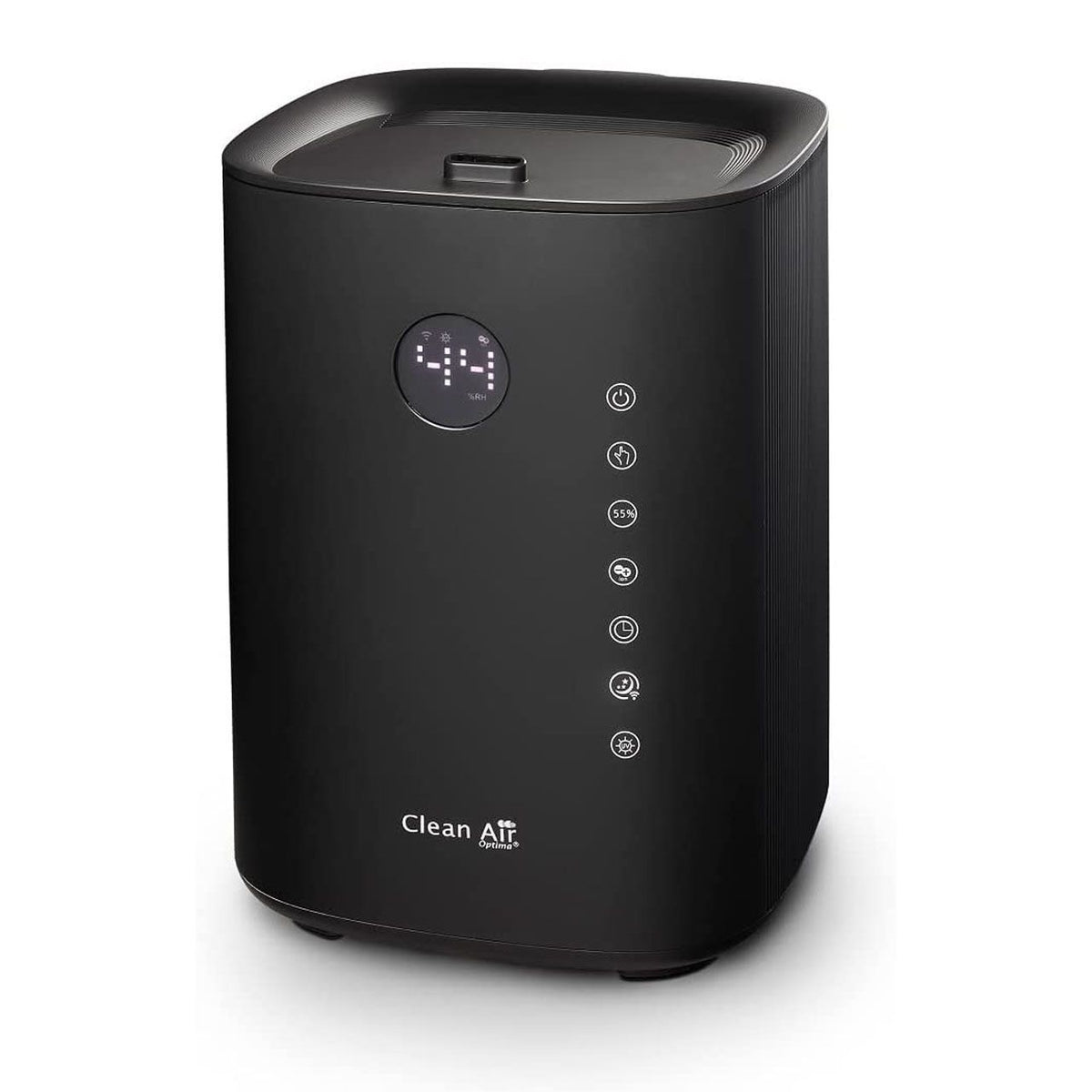 Clean Air Optima CA-605 Smart Luftbefeuchter in Schwarz mit Display und Touch-Bedienfeld, Frontalansicht