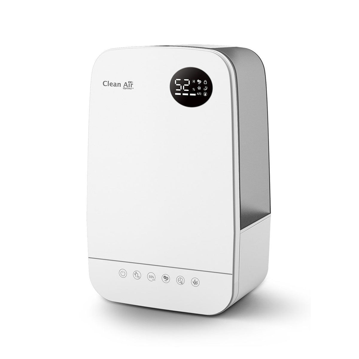 Clean Air Optima CA-606 Luftbefeuchter in Weiß-Grau mit Display, Frontalansicht schräg